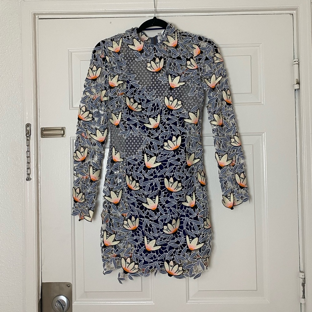 Self-Portrait Dove Grey Patchwork Mini Dress In U… - image 5